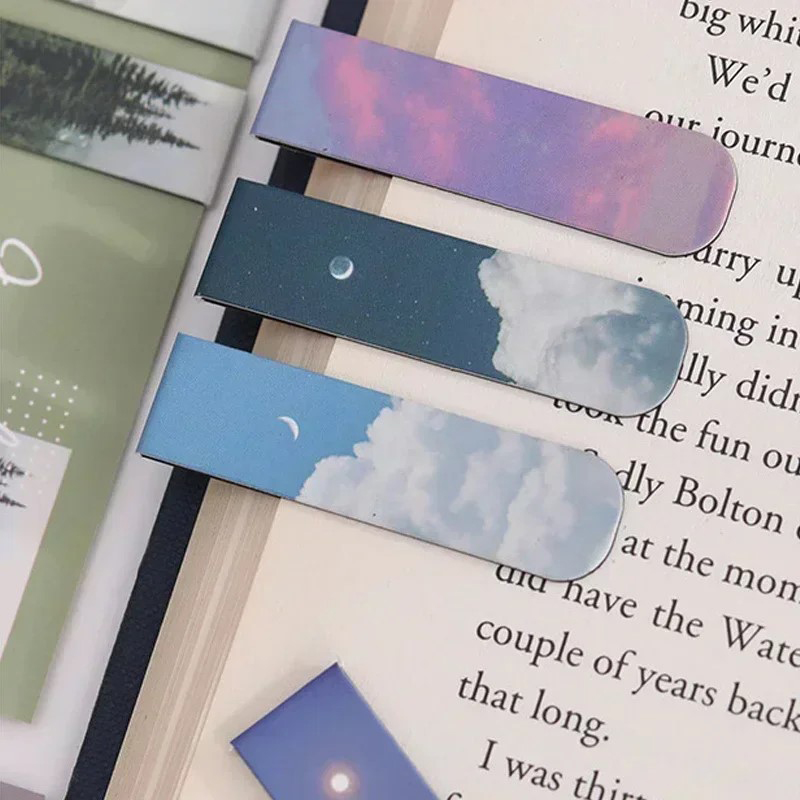 Bookmark Magnetic Clip - 2Pcs/Pack Magnetic Bookmark Beautiful Scenery Clouds