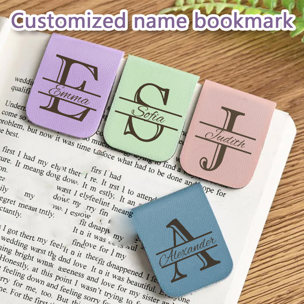 Bookmark Magnetic Clip - 1pc Name Bookmark with letters,Custom Leather