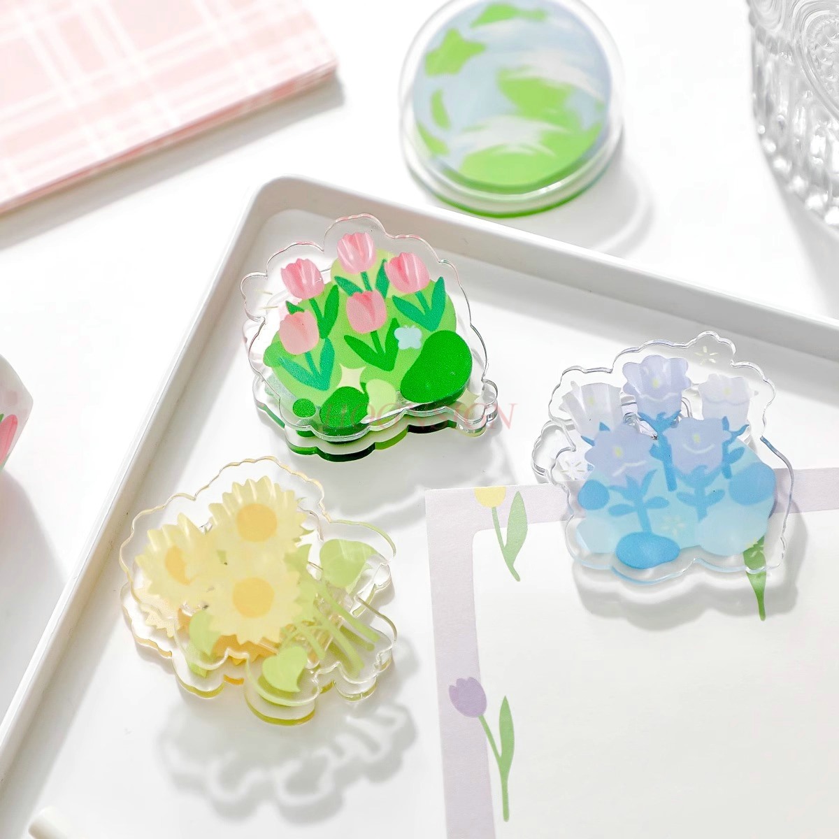 Is Stationery Office Supply - 1pcs Afternoon Garden Acrylic Stationery Clip