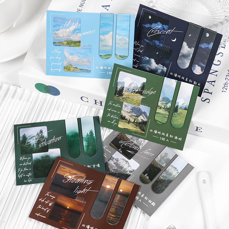 Bookmark Magnetic Clip - 2 Pcs/set Beautiful Scenery Magnet Bookmark