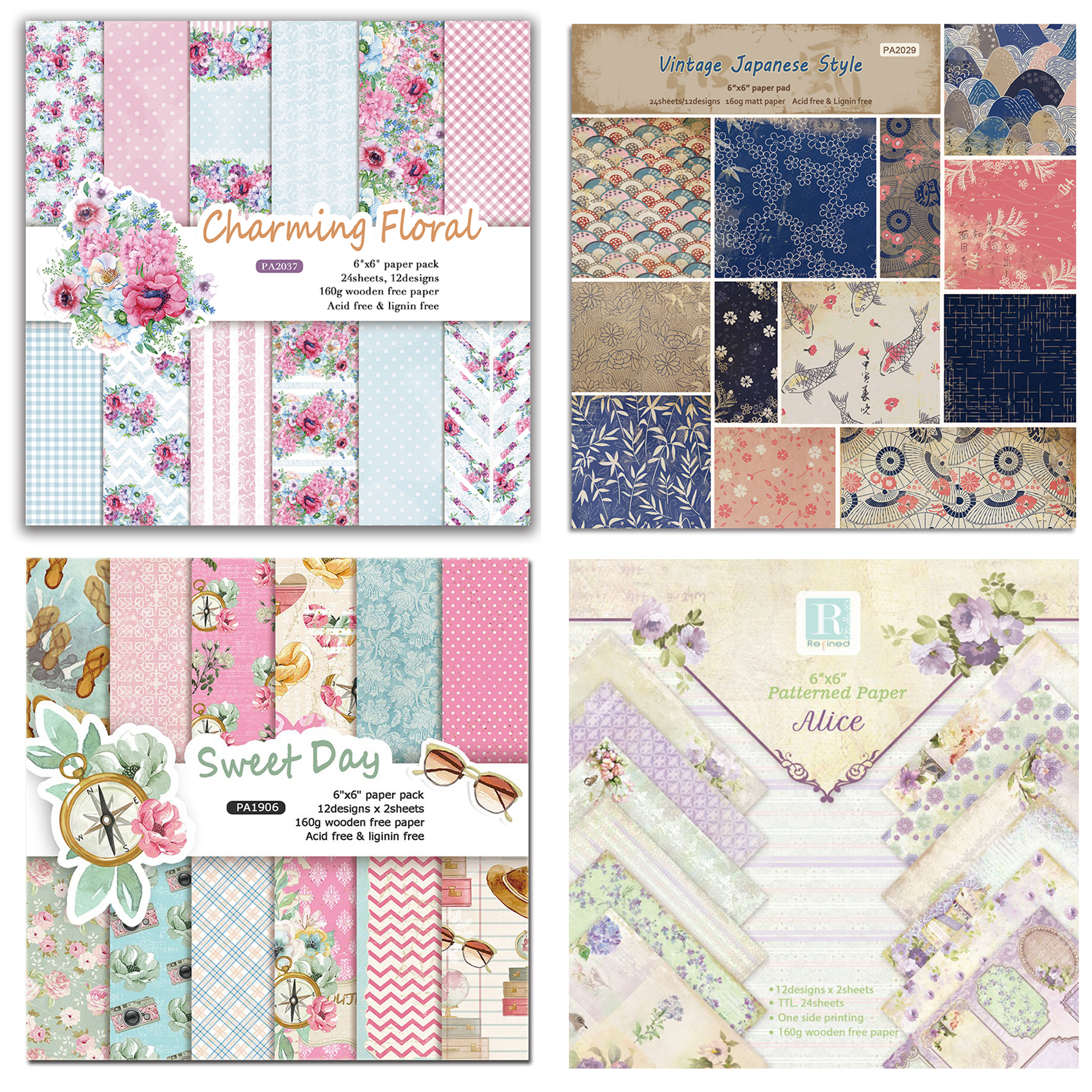 Graph Paper Pad - Alinacutle Junkjournal Flower Blooms Paper Pack