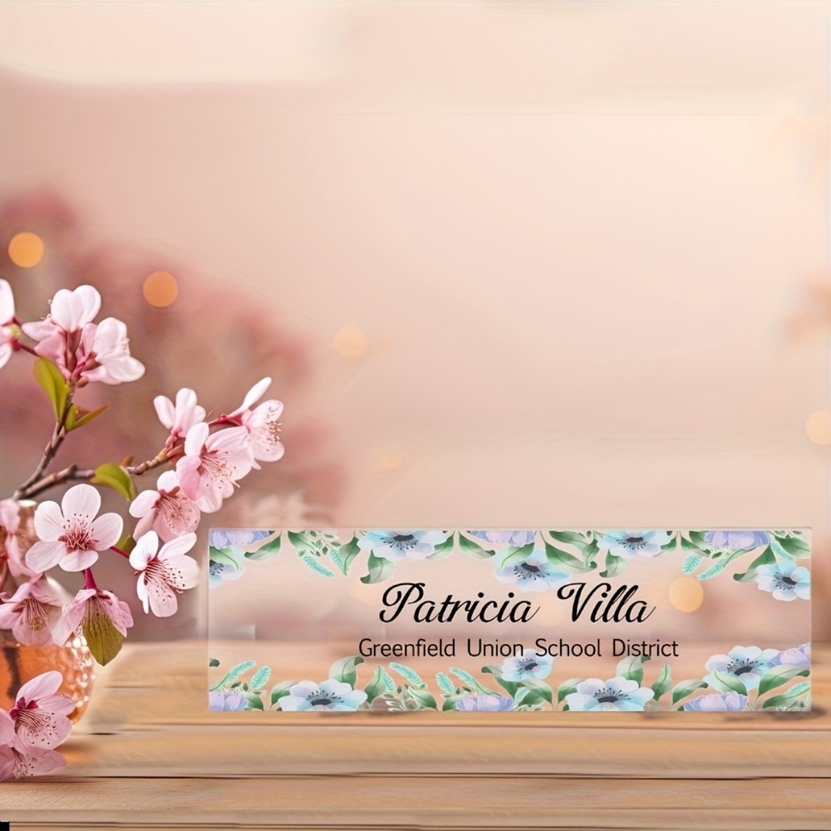 [2D Flat] Floral Pattern Acryl - огляд і ціна Desk Name Plate