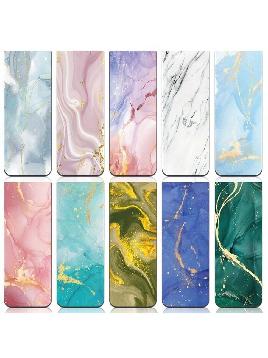 10pcs Assorted Marble Design M - огляд і ціна Bookmark Magnetic Clip