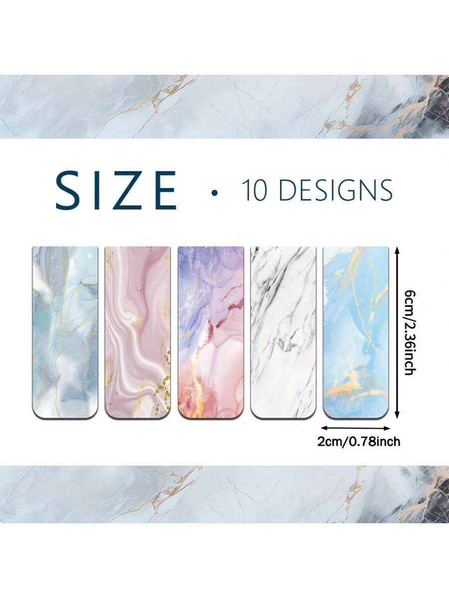 10pcs Assorted Marble Design M - огляд і ціна Bookmark Magnetic Clip