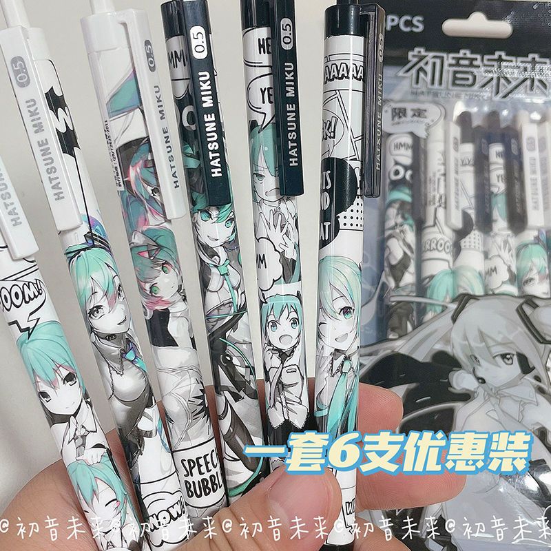 6Pcs/Set Hatsune Miku Black Ge - огляд і ціна Gel Ink Pen Set