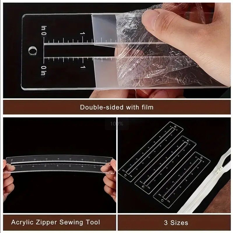 3pcs Acrylic Zipper Template S - огляд і ціна Ruler Set Transparent