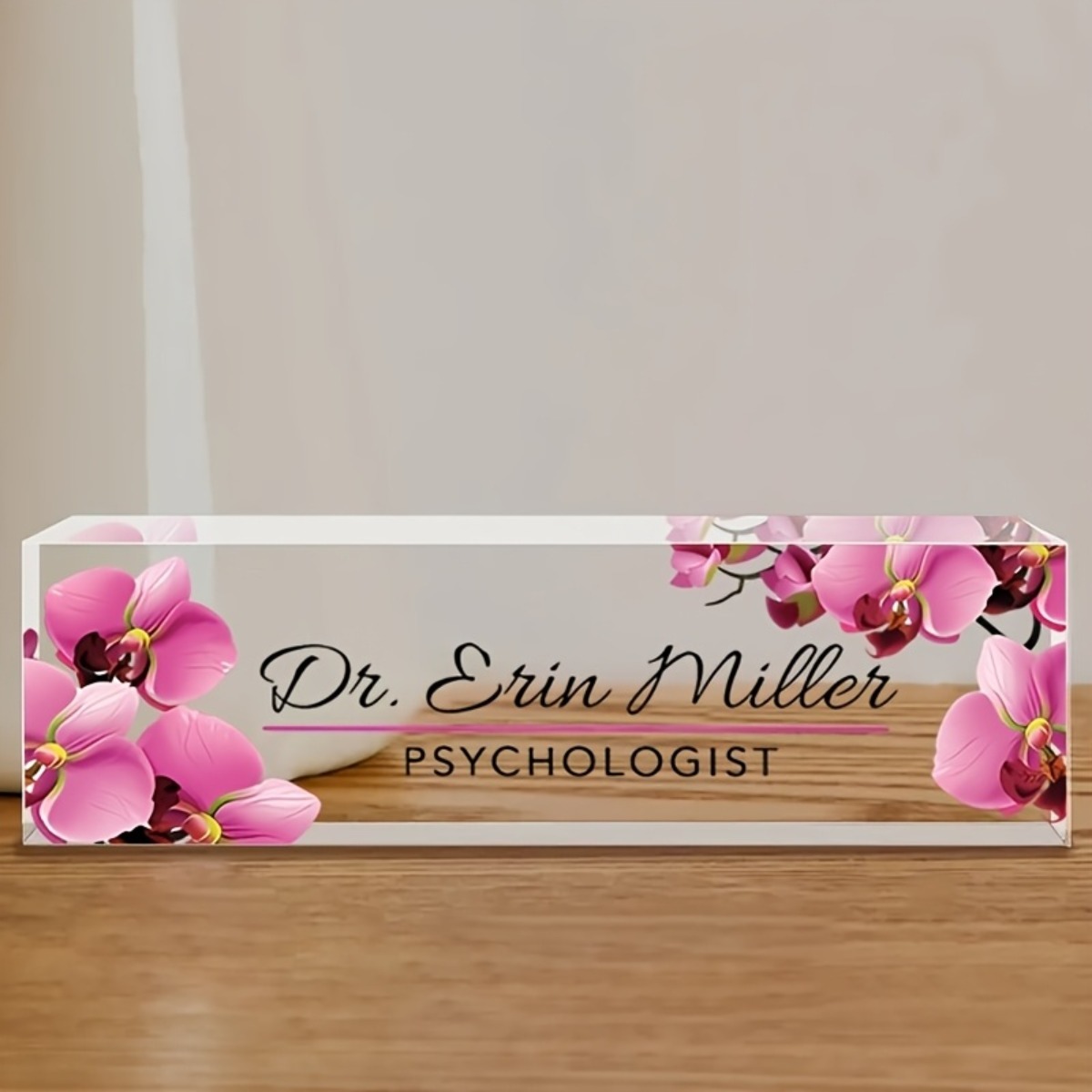 [2D Flat] Pink Floral Custom A - огляд і ціна Desk Name Plate