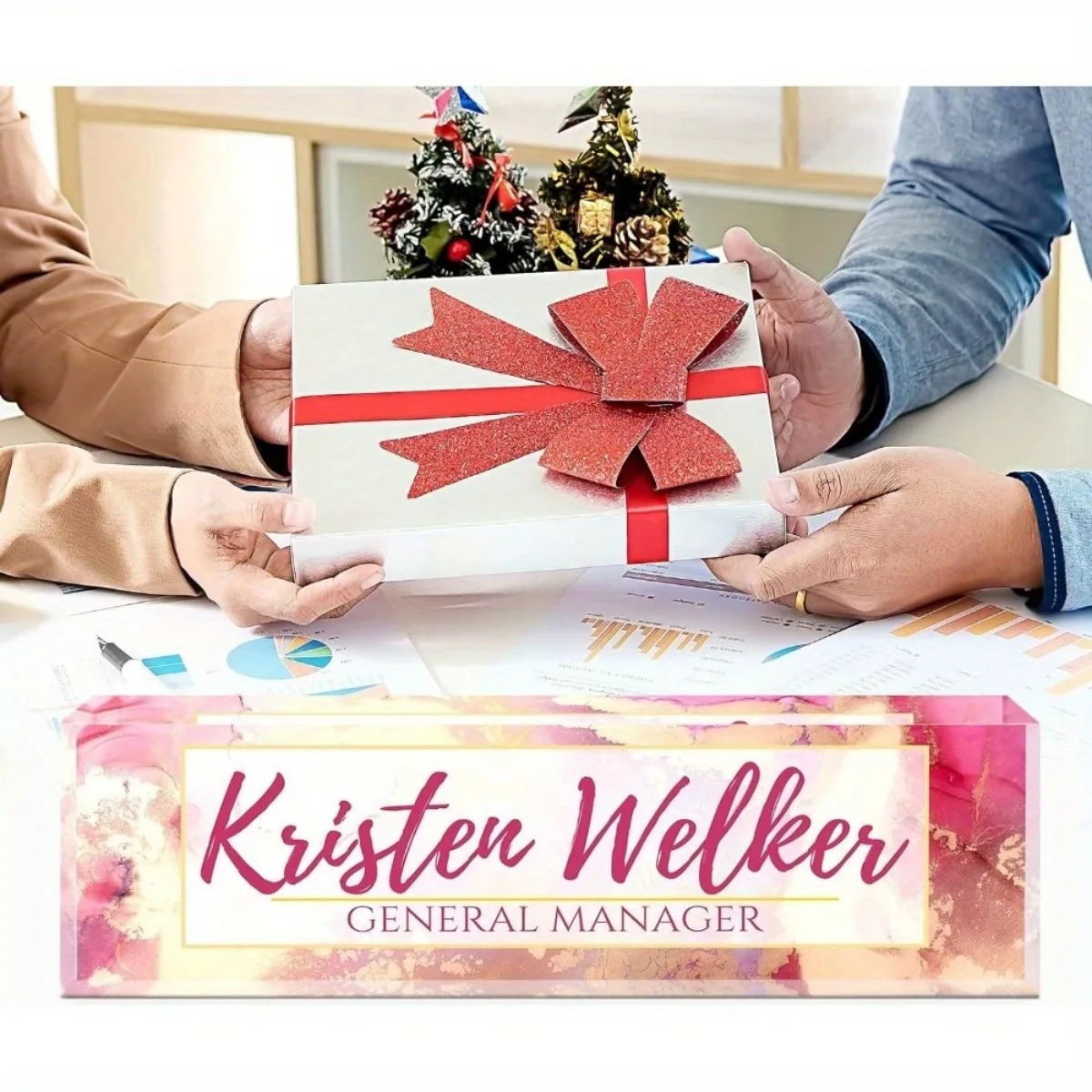 Custom 2D Flat Pink Floral Acr - огляд і ціна Desk Name Plate