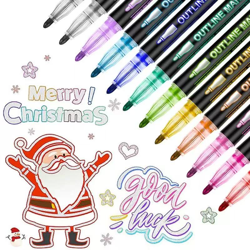 Double Line Outline Art Pen Ma - огляд і ціна Highlighter Set Pastel