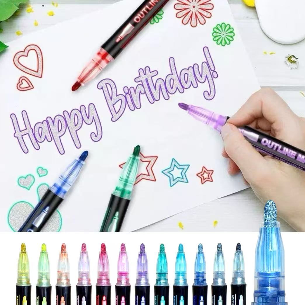 Double Line Outline Art Pen Ma - огляд і ціна Highlighter Set Pastel