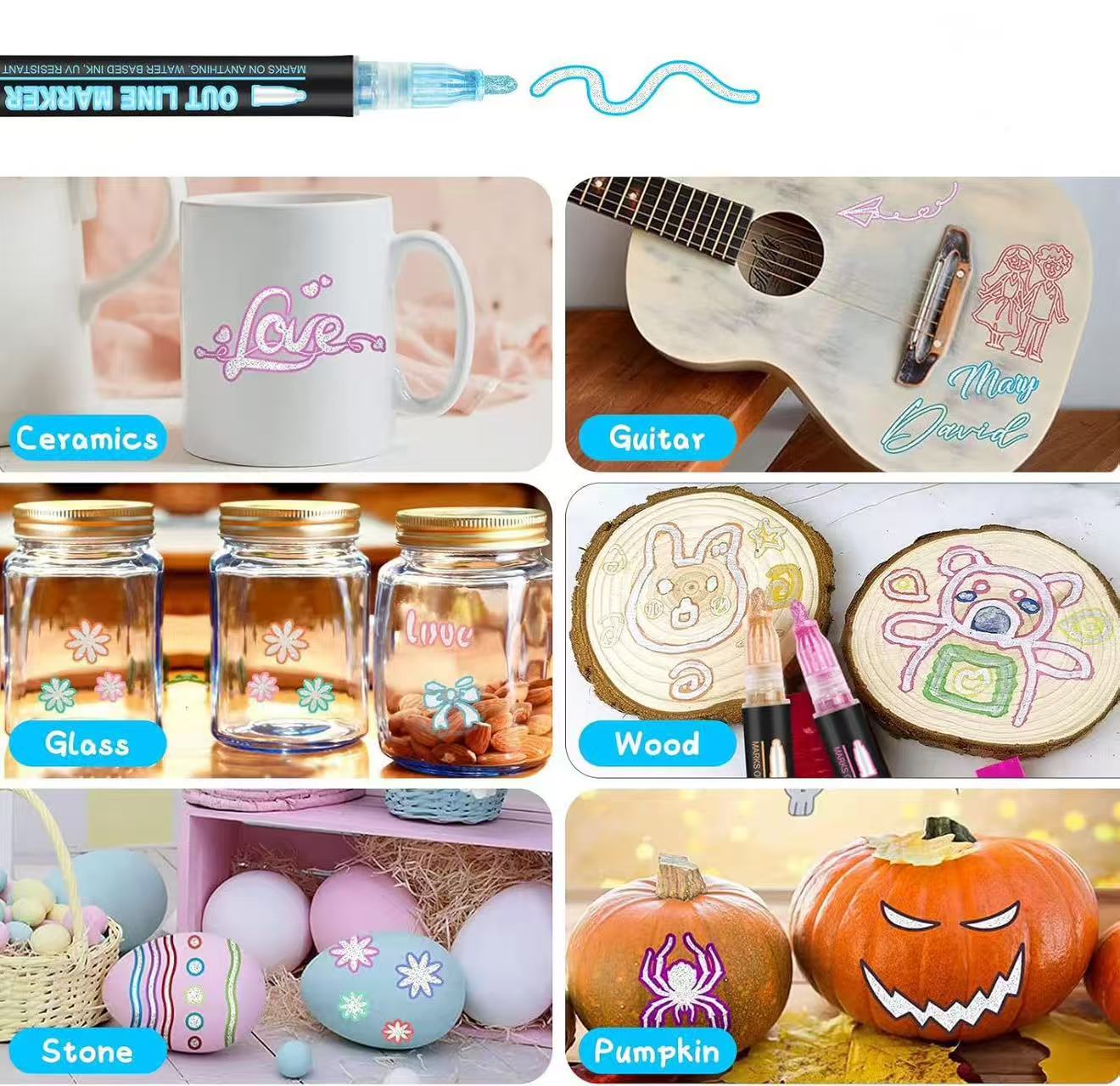 Double Line Outline Art Pen Ma - огляд і ціна Highlighter Set Pastel