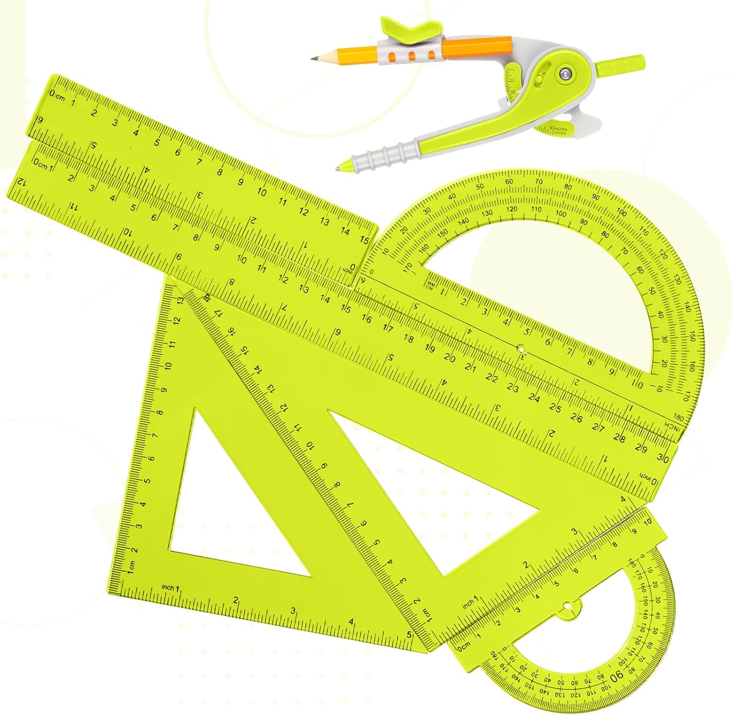 7 Pcs Geometry Math Set with C - огляд і ціна Ruler Set Transparent