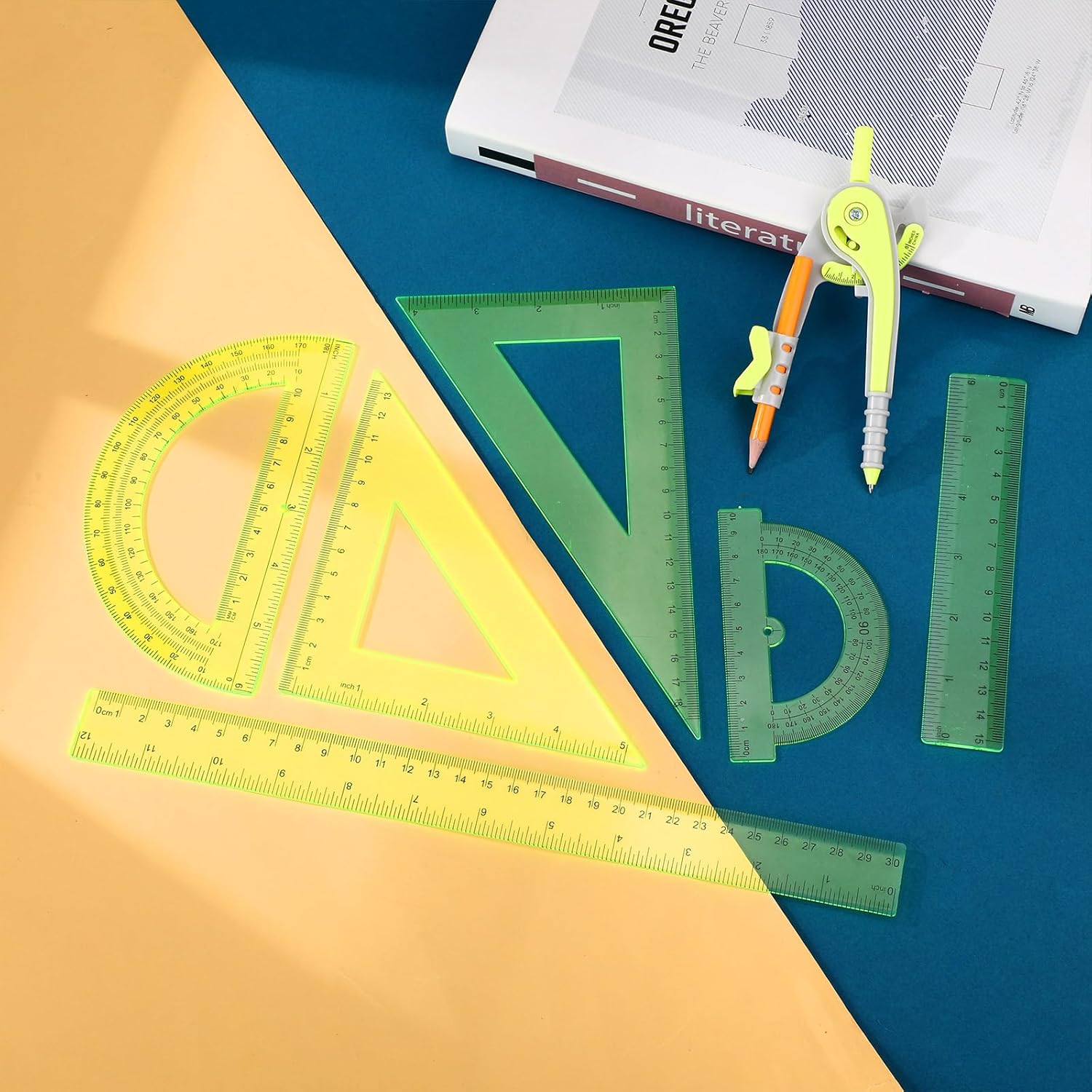 7 Pcs Geometry Math Set with C - огляд і ціна Ruler Set Transparent