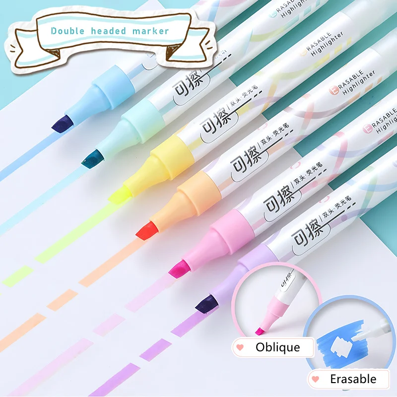 Set of 6 Colors Kawaii Erasabl - огляд і ціна Highlighter Set Pastel