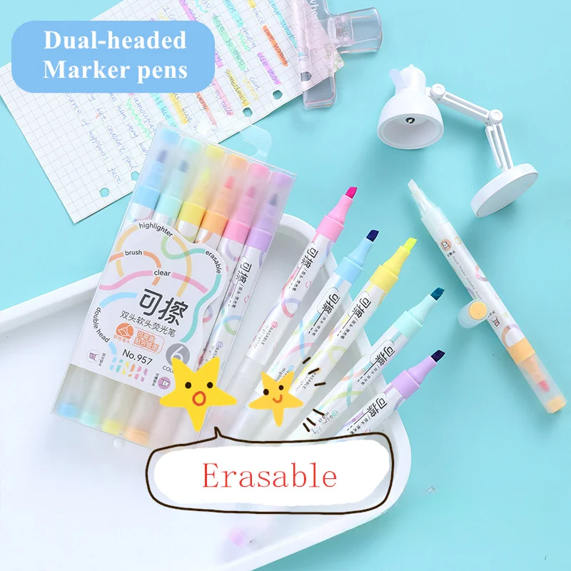 Set of 6 Colors Kawaii Erasabl - огляд і ціна Highlighter Set Pastel
