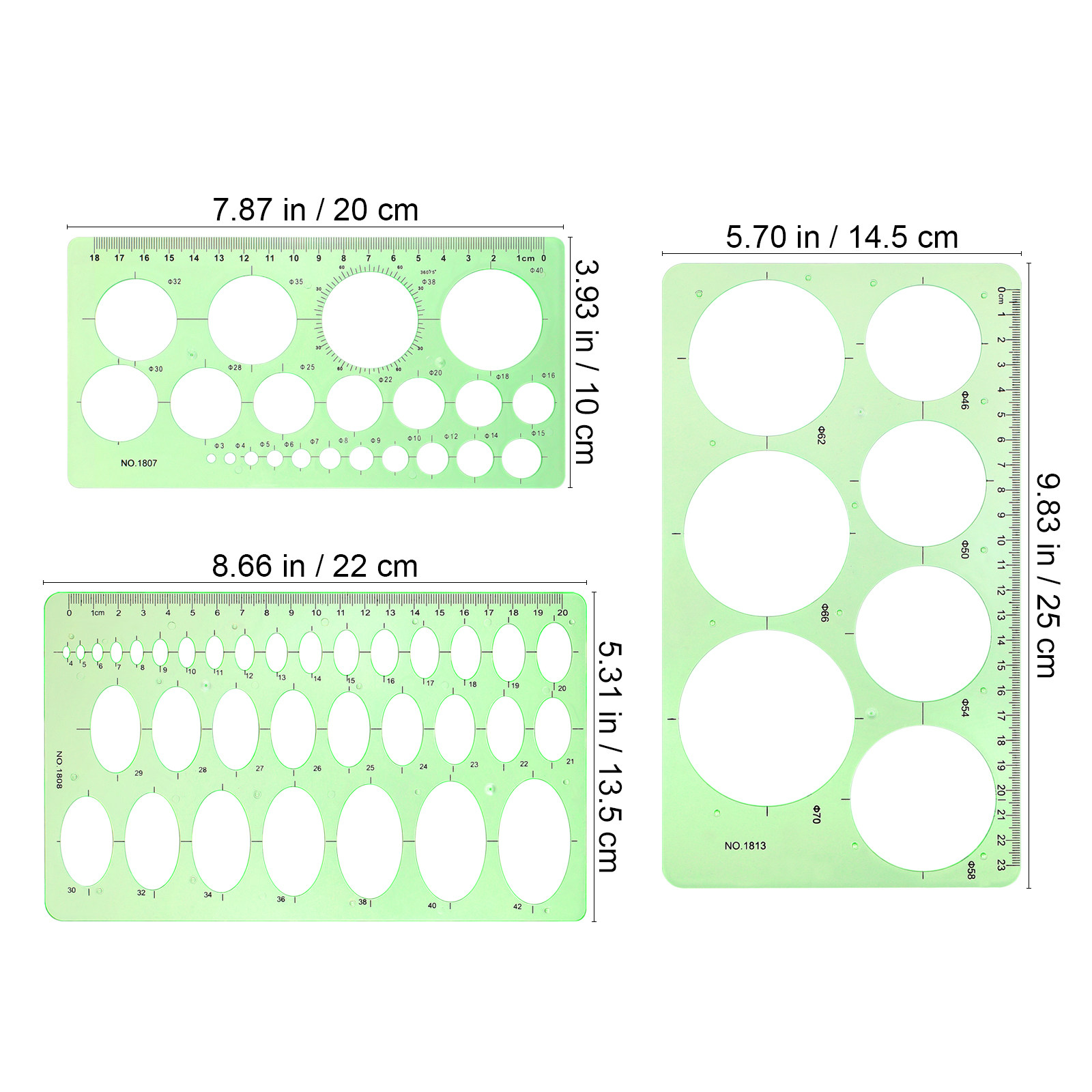 3Pcs Drawing Templates Set Tra - огляд і ціна Ruler Set Transparent