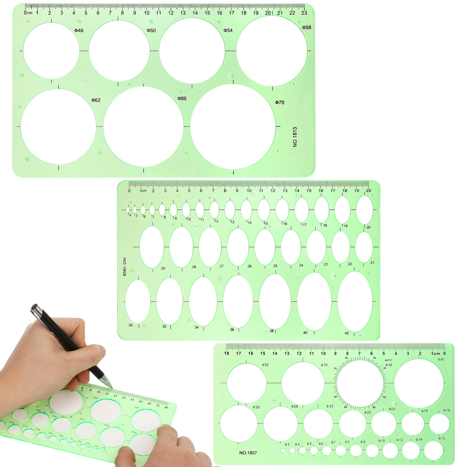 3Pcs Drawing Templates Set Tra - огляд і ціна Ruler Set Transparent