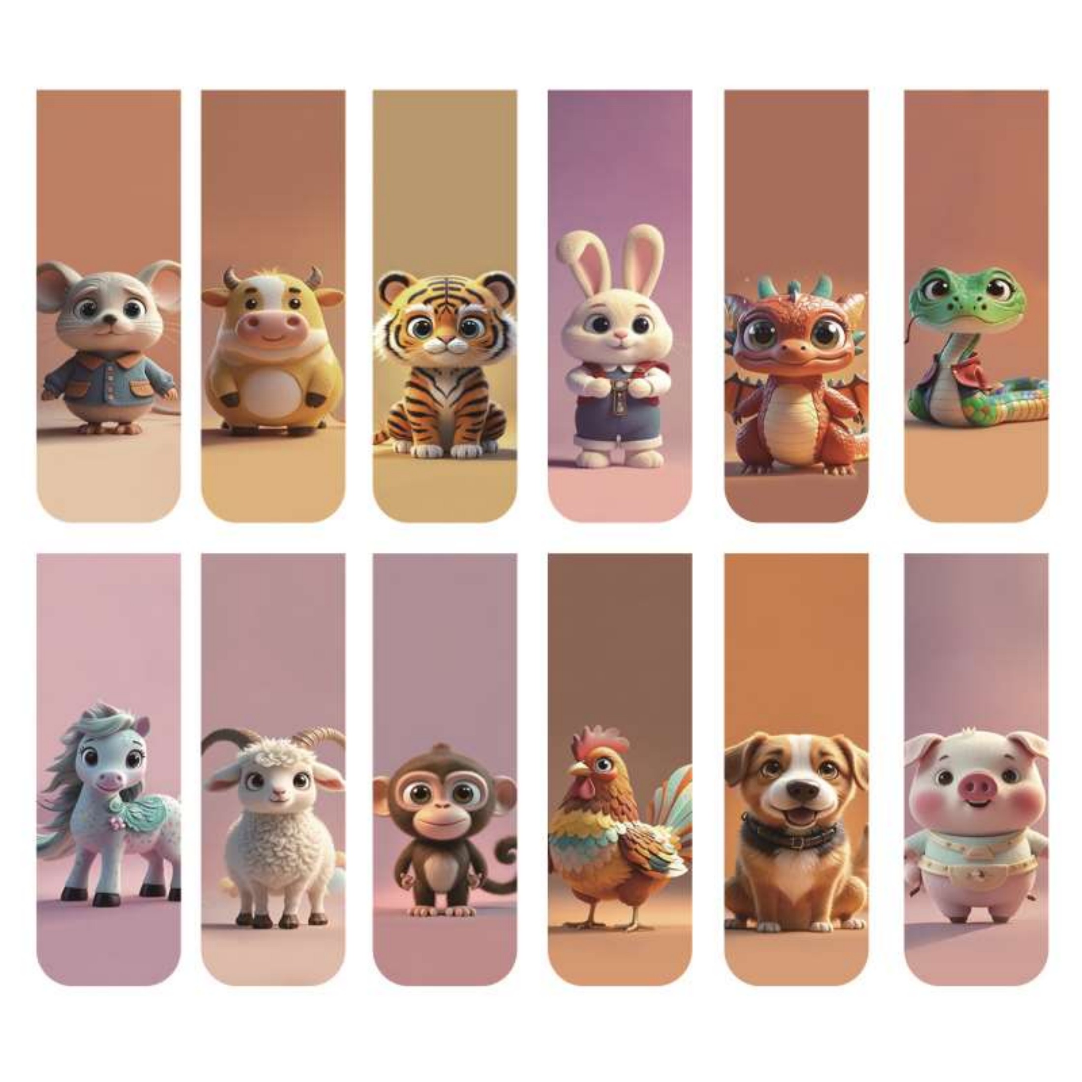 12pcs Adorable Twelve Animal M - огляд і ціна Bookmark Magnetic Clip