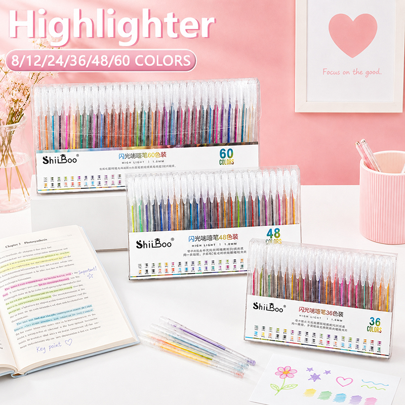 8-60 Colors Glitter Gel Pen Se - огляд і ціна Highlighter Set Pastel