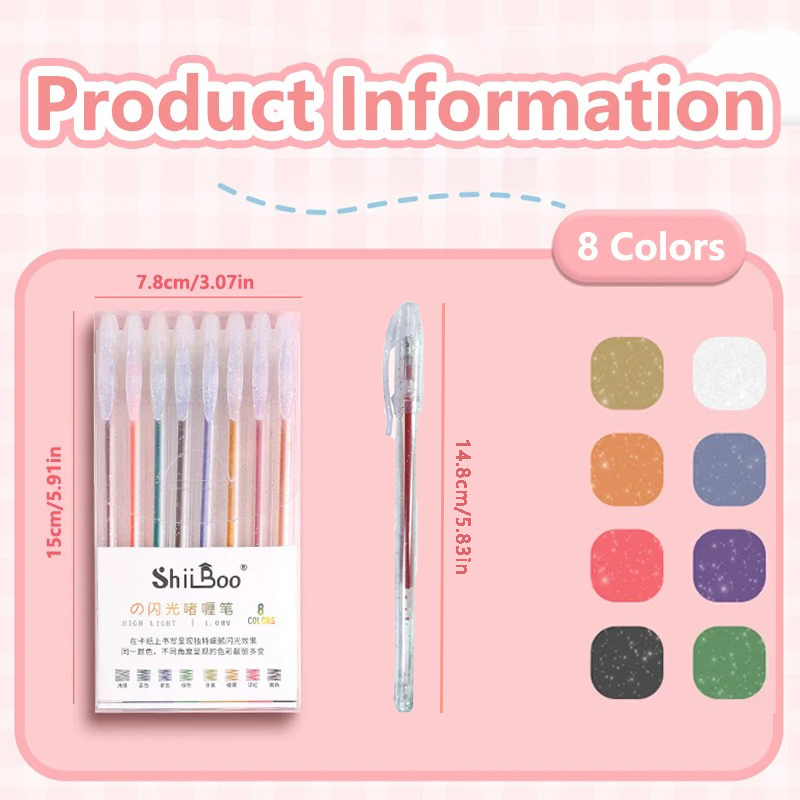 8-60 Colors Glitter Gel Pen Se - огляд і ціна Highlighter Set Pastel