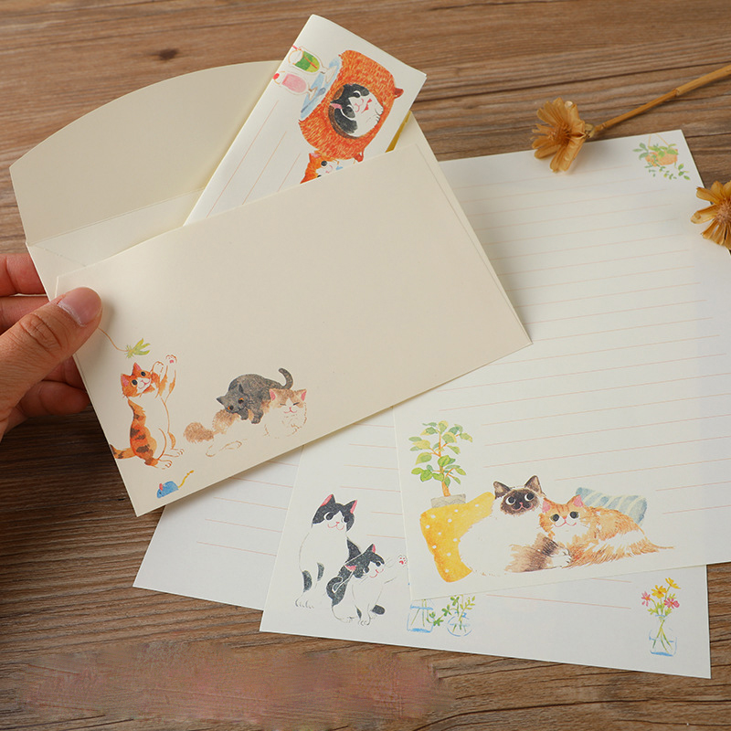 10Pcs Cartoon Cat Envelopes St - огляд і ціна Letter Envelope Kraft