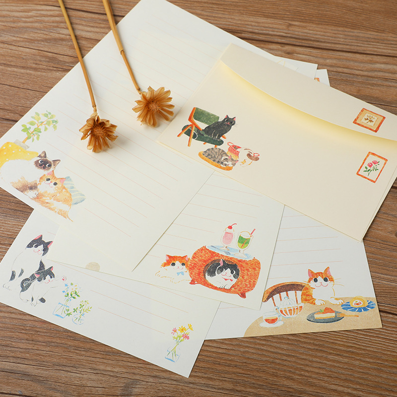 10Pcs Cartoon Cat Envelopes St - огляд і ціна Letter Envelope Kraft