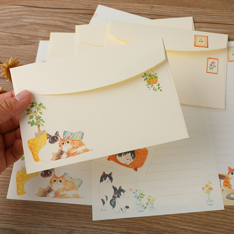 10Pcs Cartoon Cat Envelopes St - огляд і ціна Letter Envelope Kraft