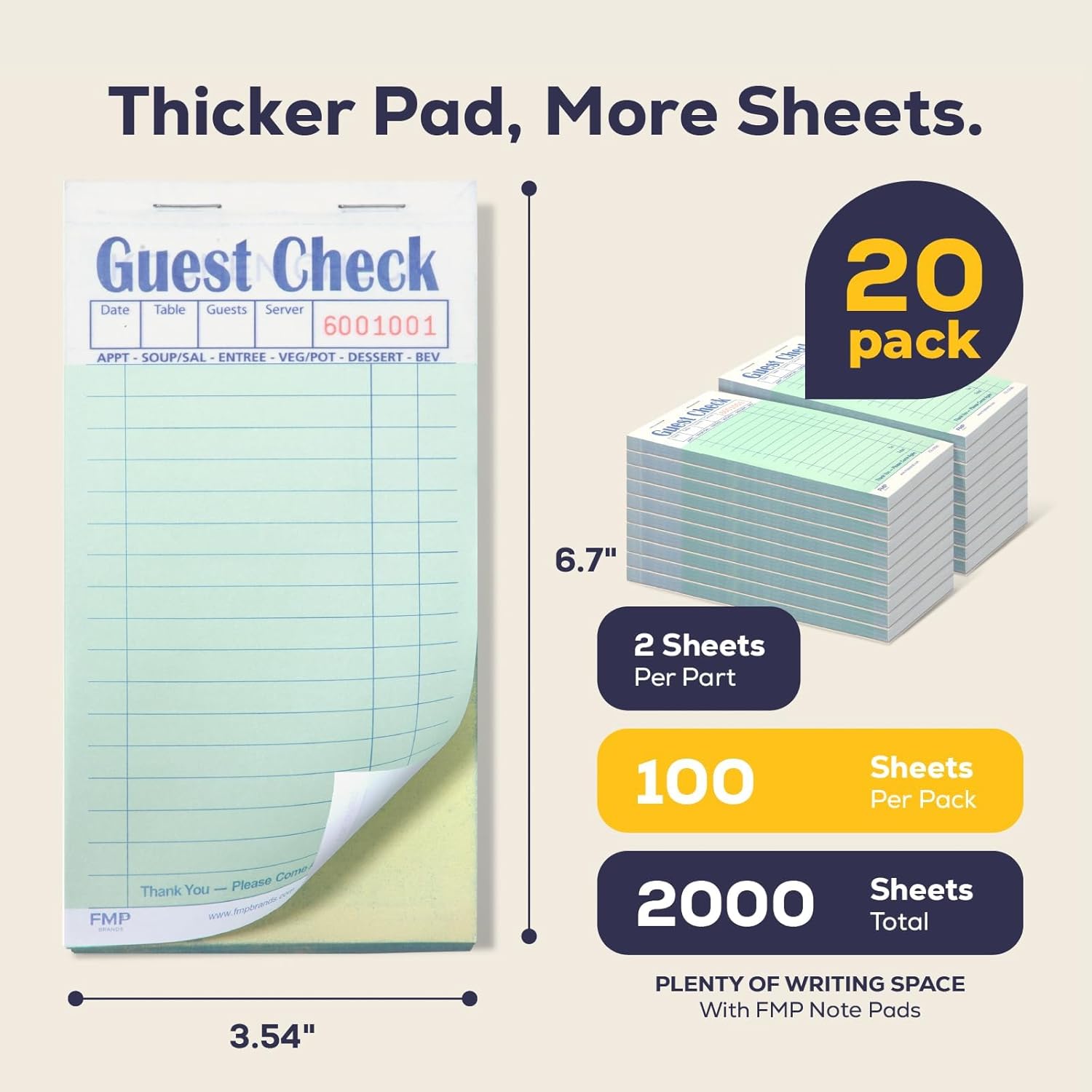 Server Guest Check Book 2 Part - огляд і ціна Carbon Copy Book