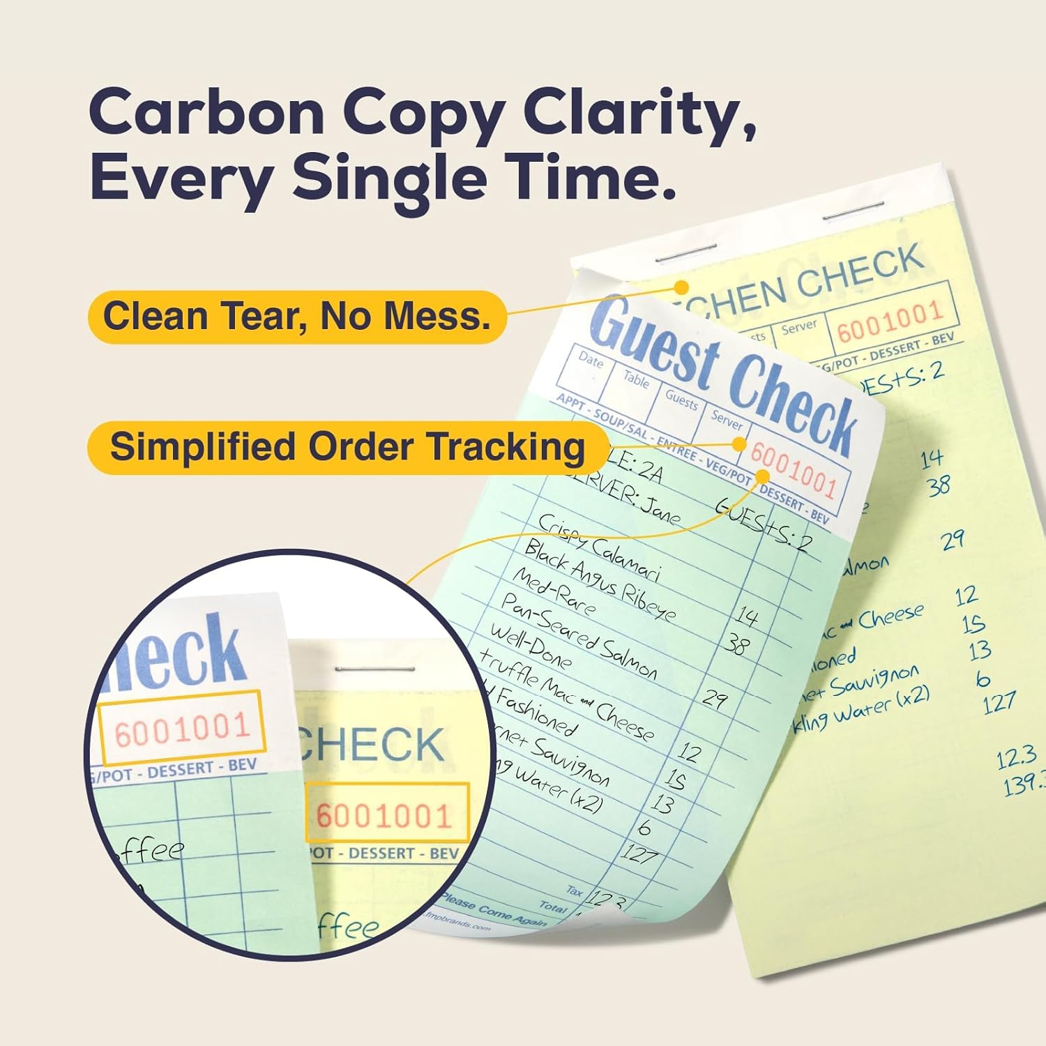 Server Guest Check Book 2 Part - огляд і ціна Carbon Copy Book